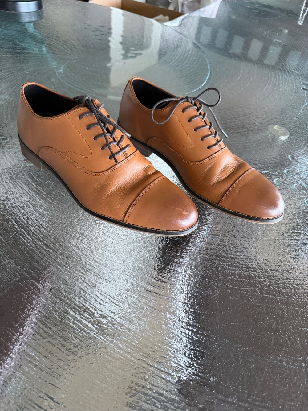 Classic Tan Leather Oxford Shoes for Men